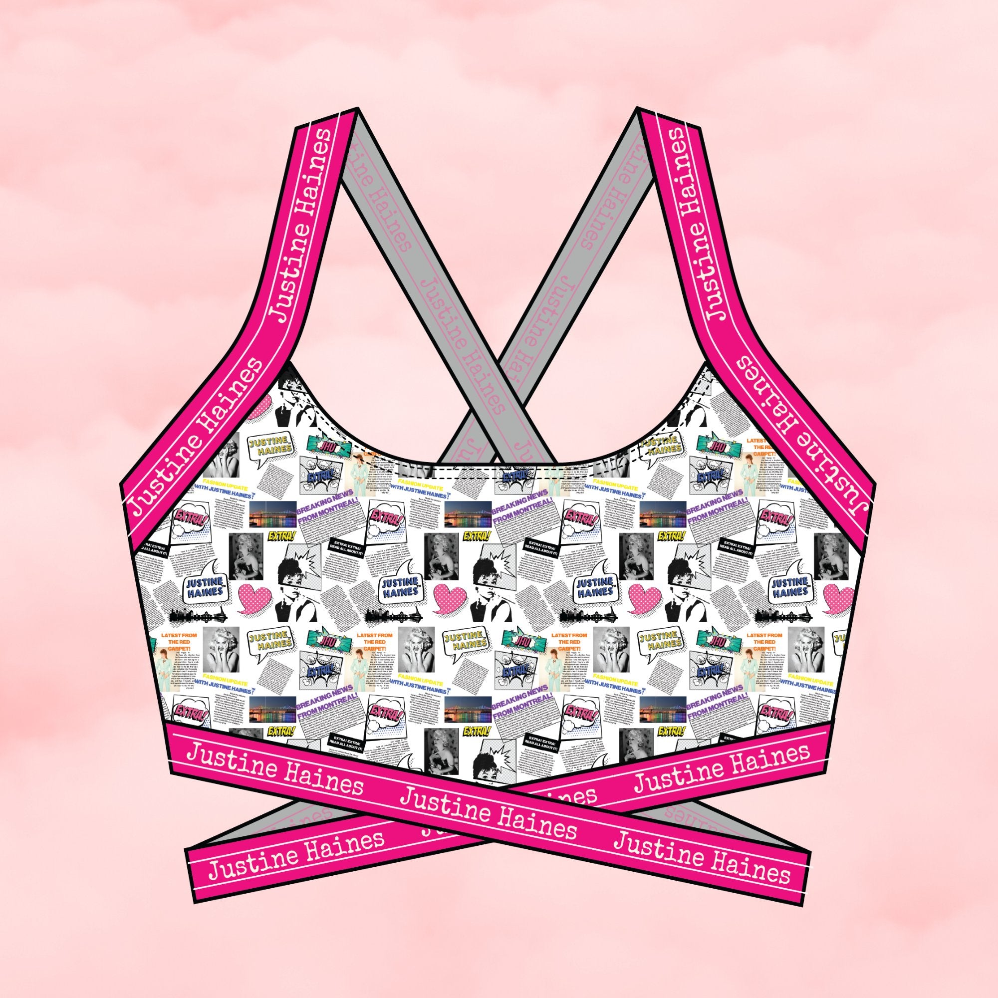 T-Back Racer Sports Bra in 80s Neon Paint – Justine Haines