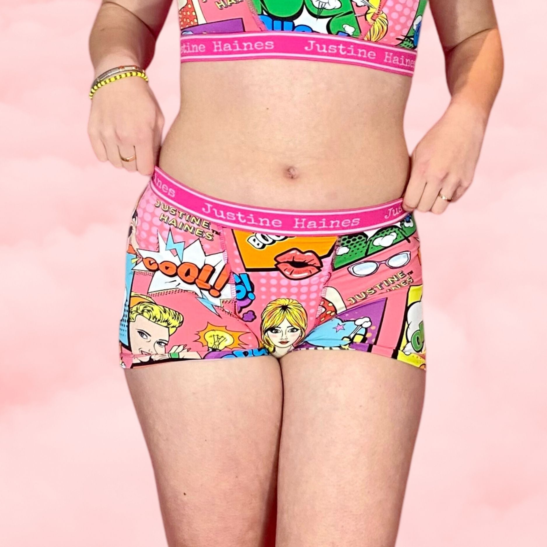 BoxerBriefs Period BoyShort in Hot Pink Pop Art – Justine Haines