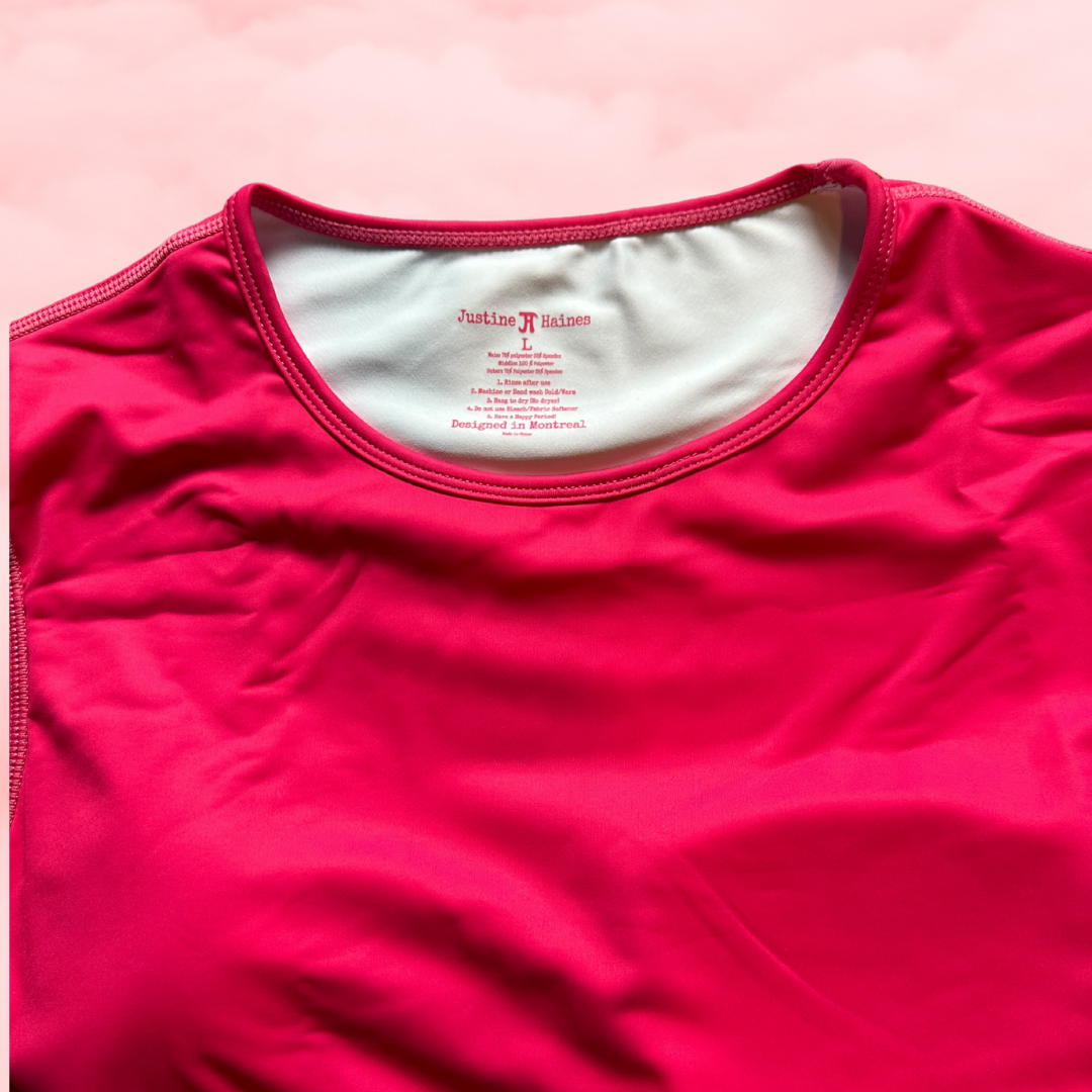 Long Sleeve Criss-Cross Sports Top in HOT PINK