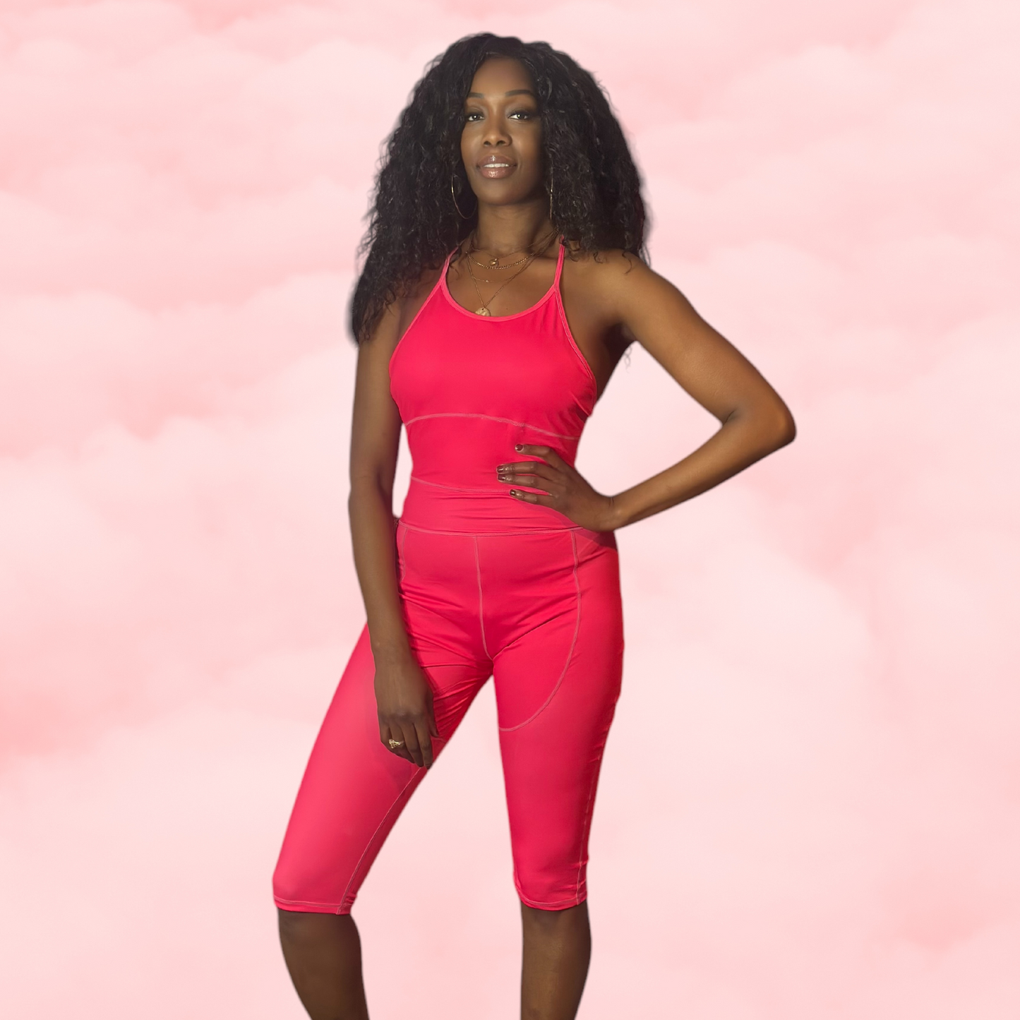 Revolutionary One-Piece Menstrual Yoga Jumpsuit in HOT PINK