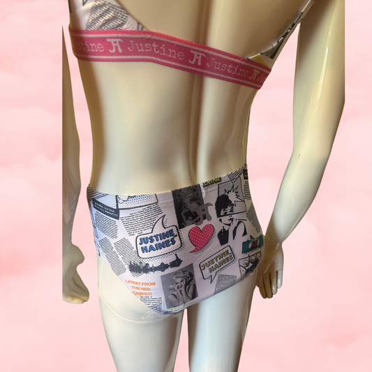 FASHION NEWSPAPER PRINT Period Bikini * BOTTOM ONLY