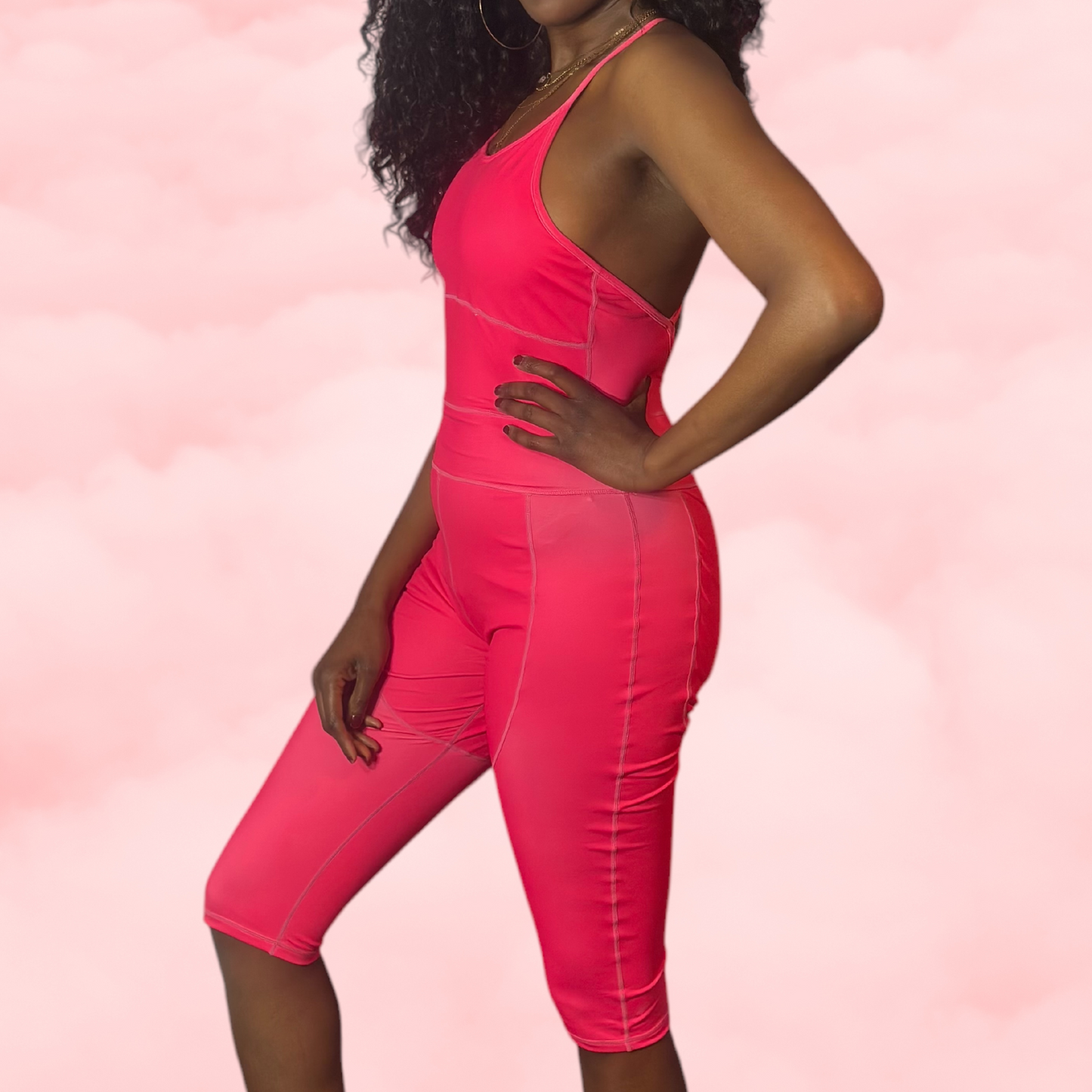 Revolutionary One-Piece Menstrual Yoga Jumpsuit in HOT PINK