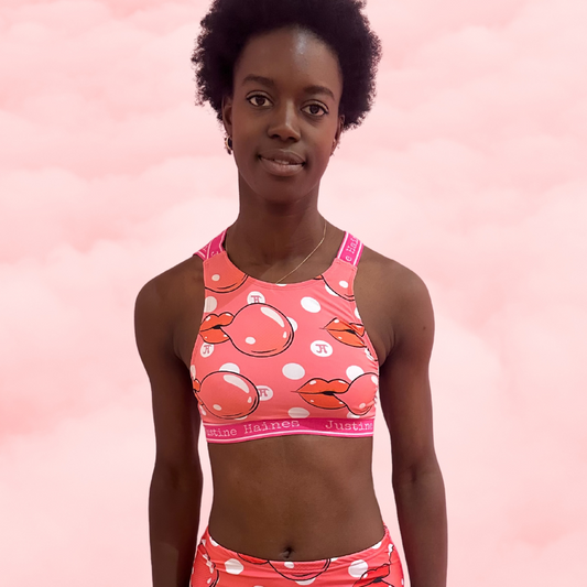 Asymmetrical Strappy Bra Top in Pink Bubble Gum