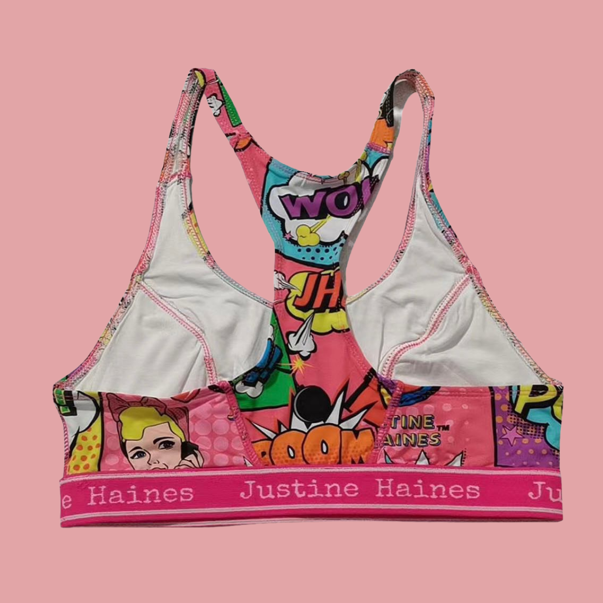 T-Back Racer Sports Bra in Pink Bubble Gum – Justine Haines