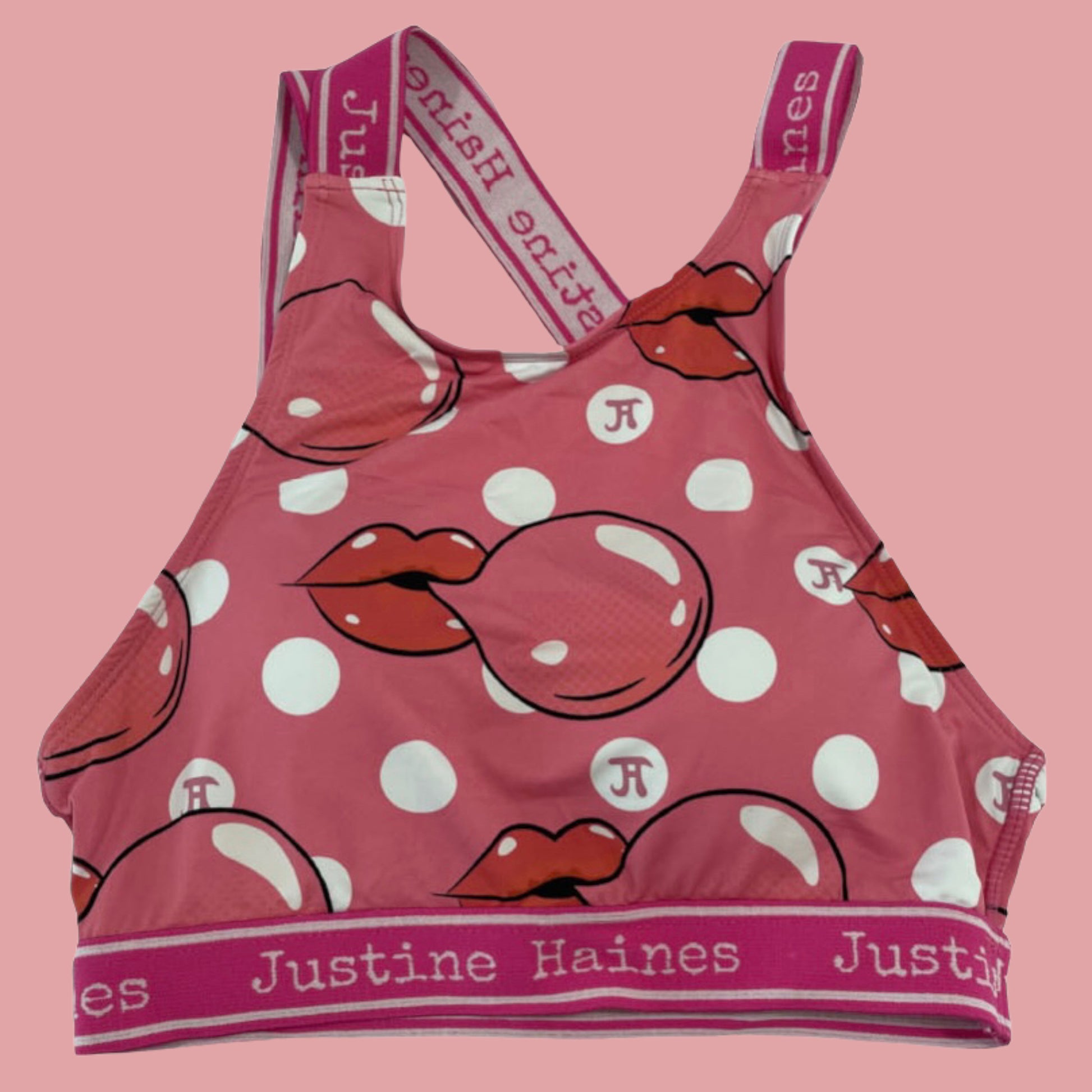 T-Back Racer Sports Bra in Pink Bubble Gum – Justine Haines